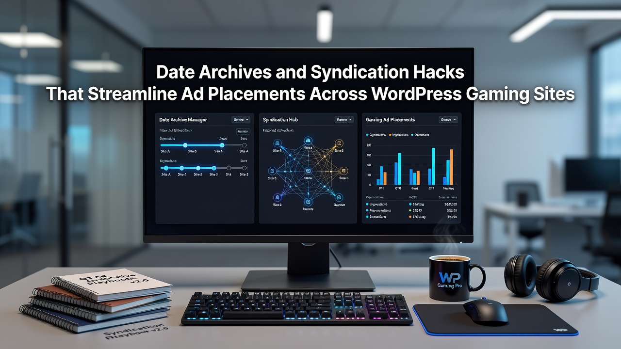 Syndikations-Workflow mit RSS-Feeds und Anzeigenplatzierungen auf Gaming-Blogs